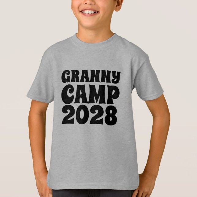 Camiseta Crianças de Texto do Camp de Vovó Retrovisor (Frente)