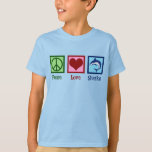 Camiseta Crianças de tubarão-cúpula<br><div class="desc">Este espetacular tubarão azul é perfeito para uma equipe escolar com uma mascote de tubarão branco excelente. Camiseta legal Peace Love Sharks.</div>