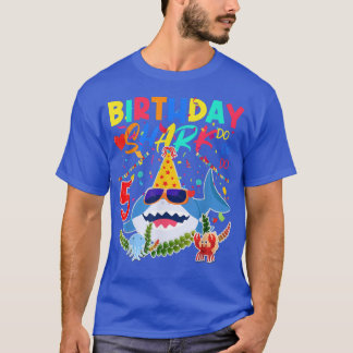 Camiseta Crianças de Tubarão da Família de Aniversário do 5