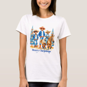 Camiseta Crianças de vaqueiro preto com Feliz de cavalo