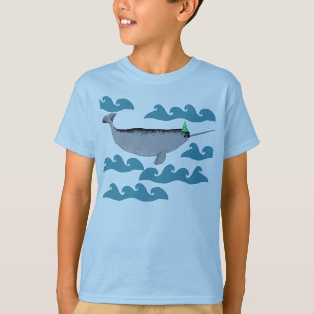 Camiseta Crianças de Whaley Sea Cute Unicorn Narwhale (Frente)