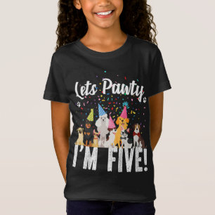 Camiseta Crianças deixam pawty eu tenho 5 anos! Cachorro De