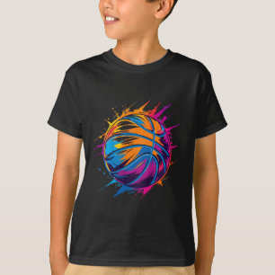 Camiseta Crianças Desenho Dinâmico Com Desi Colorido E Vibr