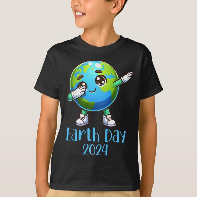 Camiseta Crianças Dia da Terra Dabbing Planeta Terra mudanç (Frente)