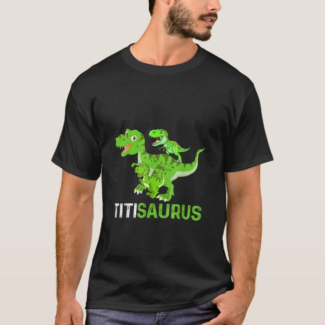 Camiseta Crianças Dia de as mães Titisaurus T Rex Dinossaur (Frente)