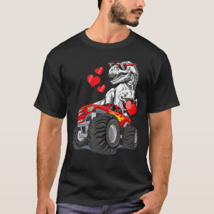 Camiseta Crianças Dia de os namorados T Rex Monster Truck T