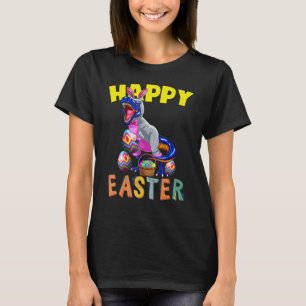 Camiseta Crianças Dia do Felz pascoa Rex Dino Bunny Ovo Gar