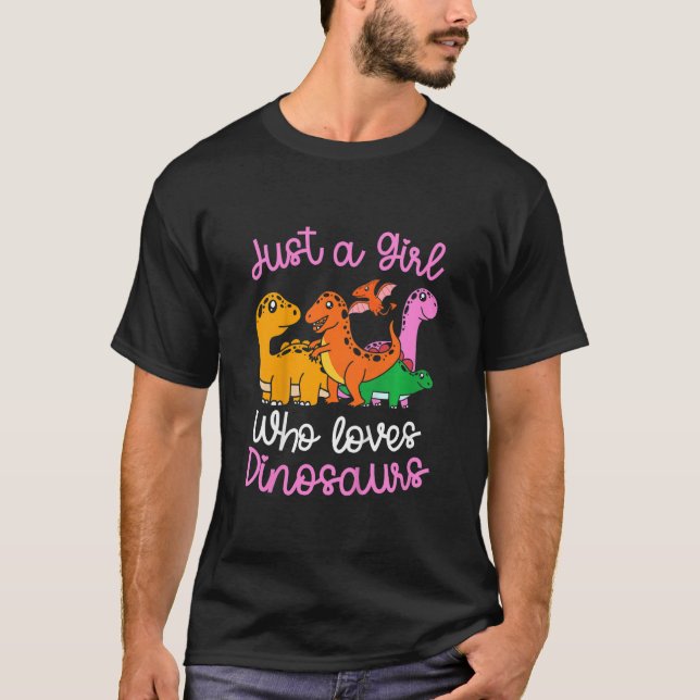 Camiseta Crianças Dino Cute Kids Apenas uma garota que ama  (Frente)