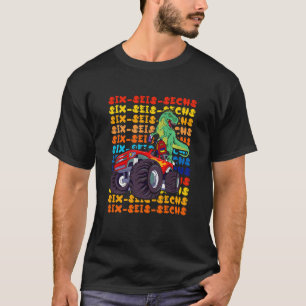 Camiseta Crianças Dinossaur Rex Monster 6 Aniversário