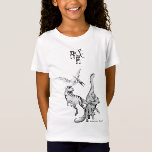 Camiseta Crianças Dinossauras de Aquarela Romp e Roar