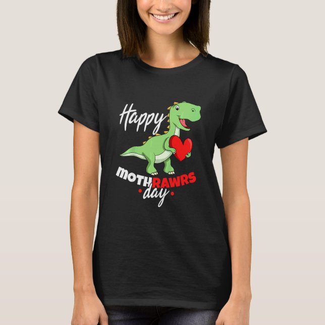 Camiseta Crianças Dinossauras Mamães Feliz Dia de as mães d (Frente)
