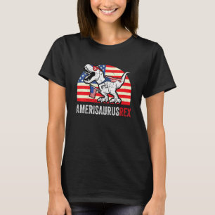 Camiseta Crianças Dinossauro 4 de Julho Crianças Meninos Ho