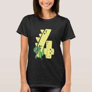 Camiseta Crianças Dinossauro Aniversário de 4 Anos Menino R