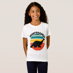 Camiseta Crianças Dinossauro Brontossauro Retro Distúrbio D