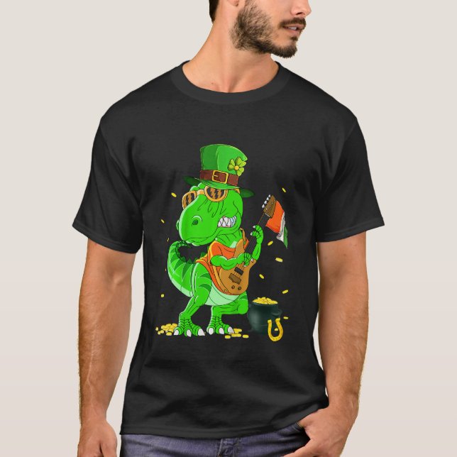 Camiseta Crianças Dinossauro Rua Feliz Pasta no Trex Day Di (Frente)