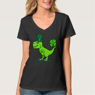 Camiseta Crianças Dinossauro Saint Patrick's Day T Rex Dino