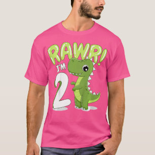 Camiseta Crianças Dinossauro segundo aniversário Finas Dino