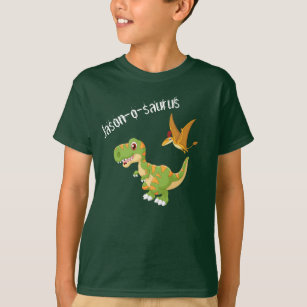Camiseta Crianças Dinossauro T-Rex Adicionar Nome T-Shirt