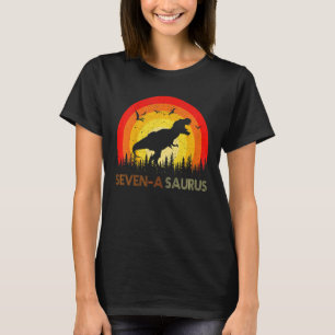 Camiseta Crianças Dinossauro Trex Eu tenho 7 anos Sete Um S