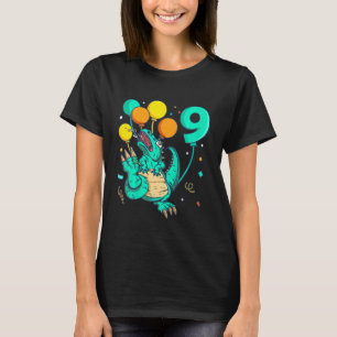 Camiseta Crianças Dinossauro Tyrannosaurus Rex Eu tenho 9 a