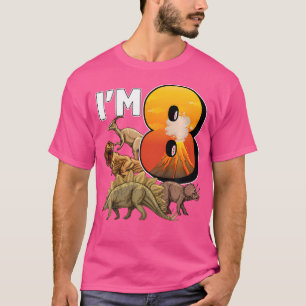 Camiseta Crianças Dinossauros De 8 Anos Aniversário Do 8º P