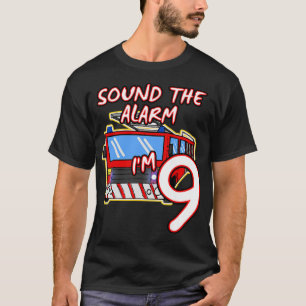 Camiseta Crianças Disparam Caminhão 9º Aniversário Soam o A