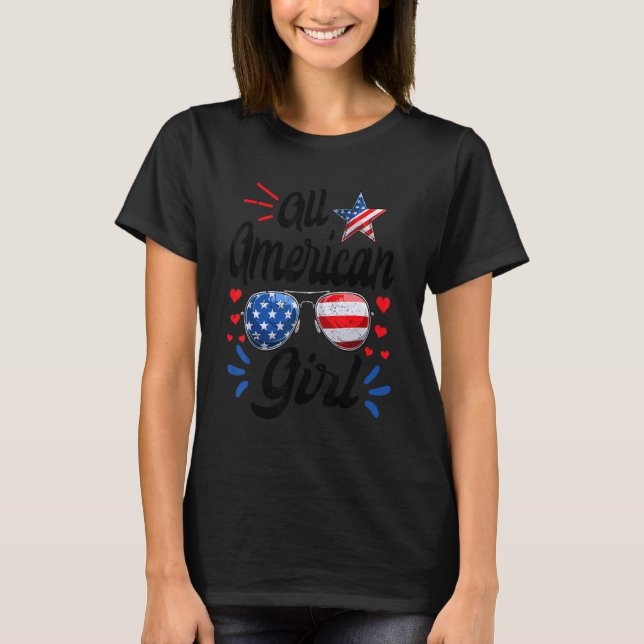 Camiseta Crianças Diversão Todas as Meninas Americanas Patr (Frente)