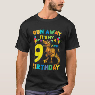 Camiseta Crianças Divertidas 9º aniversário Rex Dinossauro 