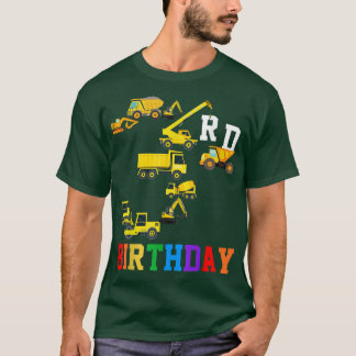 Camiseta Crianças Divertidas Caminhões De Construção De 3º 