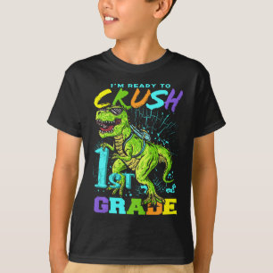 Camiseta Crianças Divertidas Primeira Classe T-Rex Tee