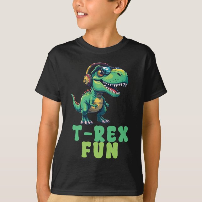 Camiseta Crianças Divertidas T-Rex (Frente)