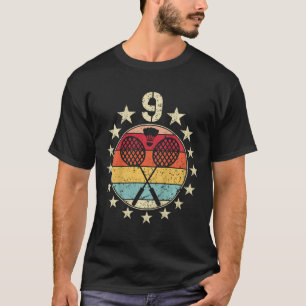 Camiseta Crianças Dminton Aniversário de 9 Anos Menino 9