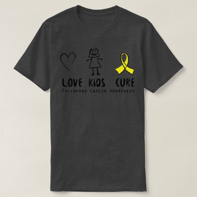 Camiseta Crianças do Amor Curtam Cancer Sensibilização Cute (Frente do Design)