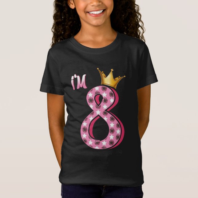 Camiseta Crianças do ano Menina de aniversário de 8 anos de (Frente)