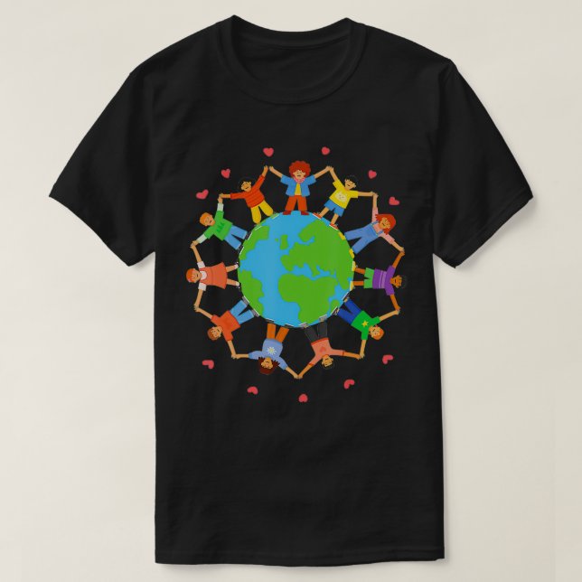 Camiseta Crianças Do Dia Da Terra À Volta Do Mundo Conscien (Frente do Design)