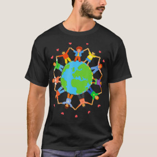 Camiseta Crianças Do Dia Da Terra À Volta Do Mundo Conscien