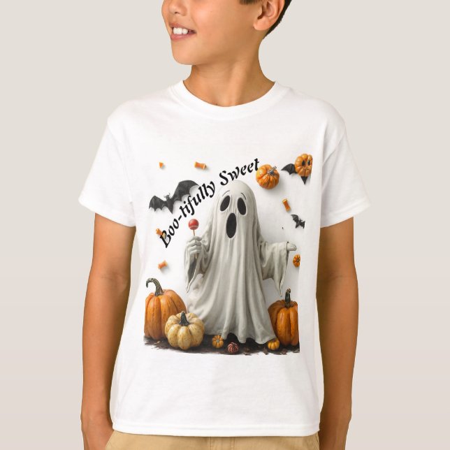 Camiseta Crianças do Dia das Bruxas Boo-Tão Doce (Frente)