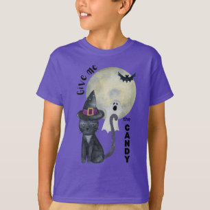 Camiseta Crianças do Dia das Bruxas do Cima das Bruxas Negr