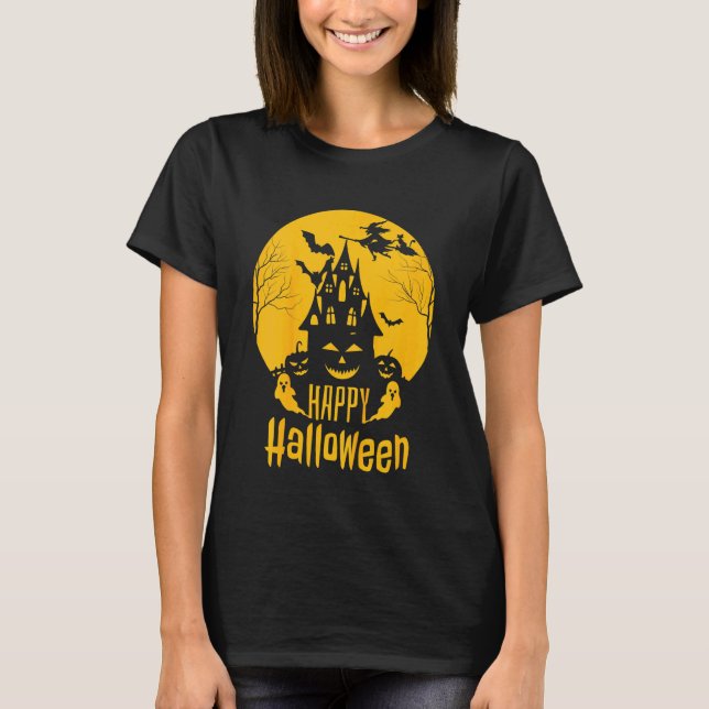 Camiseta Crianças do Dia das Bruxas Motif Happy Halloween (Frente)