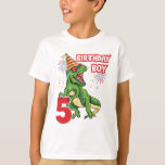 Camiseta Crianças do Dinossauro T-Rex 5 Birthday Boy T-Rex<br><div class="desc">Camiseta de aniversário de excelente para rapazes e raparigas com 5 anos que são grandes fãs do T Rex. Qualquer Garoto Ou Garota De Cinco Anos Vai Ficar Incrível Nesta Camisa.</div>