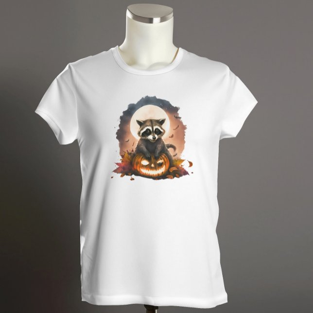 Camiseta Crianças do Halloween de Watercolor Raccoon (Criador carregado)