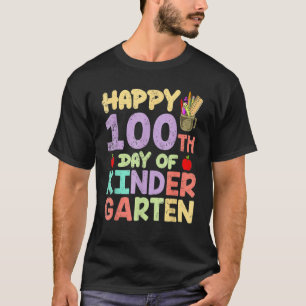 Camiseta Crianças Do Jardim De Infância 100º Dia Feliz 100