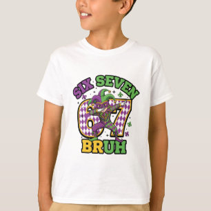 Camiseta Crianças do Mardi Gras Dabbing Bobo Seis Sete Cara