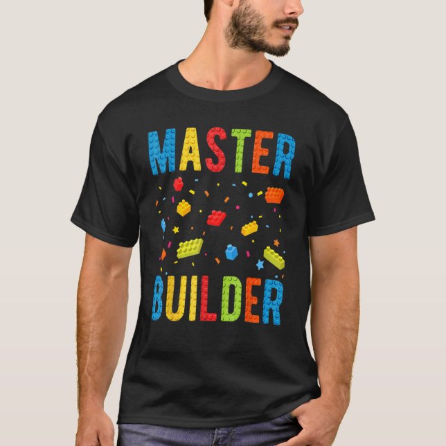 Camiseta Crianças do Master Builder Construindo blocos cons (Frente)
