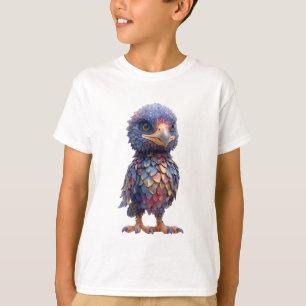Camiseta Crianças do Pequeno Mocho Alado Mítico Iridescente