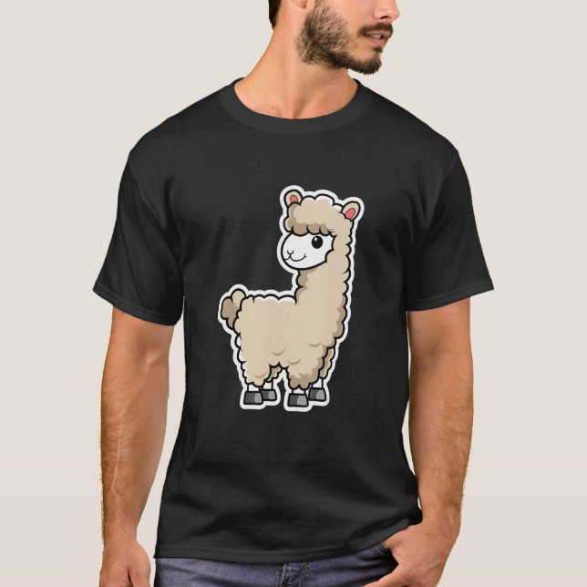 Camiseta Crianças do Sticker Llama Alpaca Boy (Frente)
