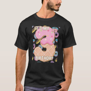 Camiseta Crianças Doce Rosquinha É meu aniversário de 3 ano