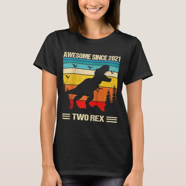 Camiseta Crianças Dois segundos aniversários Rex Segundo Di (Frente)