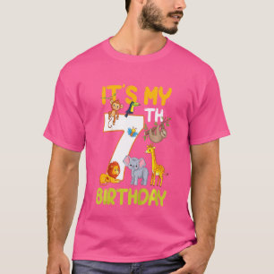 Camiseta Crianças É a minha 7 Aniversário Selva Safari 7 an