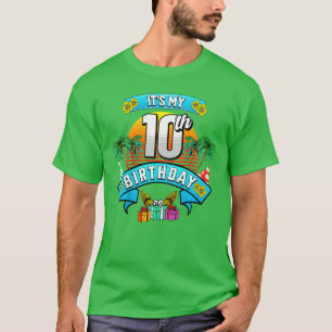Camiseta Crianças É Meu 10º Aniversário Havaí Praia Surfe 1